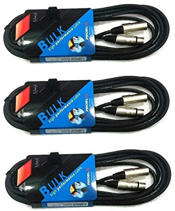 PROEL BULK250LU5 - Set da 3 unità, cavi audio professionali bilanciati con connettori Cannon XLR 3P Maschio a XLR 3 F Femmina, 5 metri