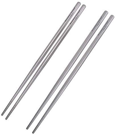 iBasingo Palillos chinos de titanio, palillos chinos antideslizantes ultraligeros y redondos, cubiertos portátiles reutilizables para camping, para barbacoa, sushi, uso diario Ti1003T