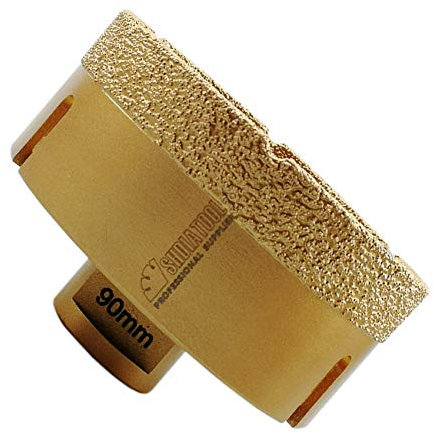 SHDIATOOL Forets Diamant 90mm Brasé Sous Vide et Trépans avec Filetage M14 pour Perçage à sec en Porcelaine Carrelage Granit Marbre