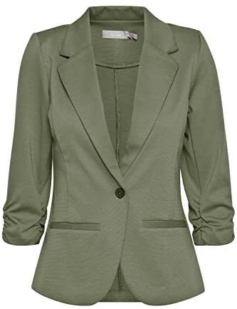 fransa FRZablazer Damen Blazer Kurzblazer Jacke mit Stretch Geraffte Ärmel mit Taschen, Größe:S, Farbe:Hedge (180515)