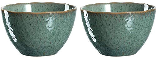 Leonardo Matera Keramik-Schalen, 2-er Set, spülmaschinengeeignete Schüsseln, 2 Steingut-Schalen mit Glasur, grün, 980 ml, Ø 15,3 cm, 026986