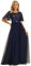 Ever-Pretty Abiti da Sera Stile Impero Maniche Corte Linea ad A Elegante Scollo a Rotondo Donna Tulle Blu Navy 46