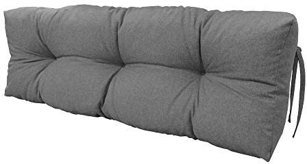 chilly pilley® Palettenauflage UV Wasserabweisend Leinenoptik Schaumflocken Palettenkissen auf Palettensofa Palettenpolster auf Palettenmöbel Rückenlehne Sitzkissen (Rückenkissen 120 x 40 Grau)