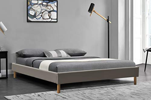 King of Dreams Gregory - Solide et Confortable Sommier Tapissier Gris + Pieds en 20 cm pour Matelas en 140x200-2 x 13 Lattes - Montage Rapide et Facile - revetement PVC Facile d'entretien