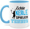 Tasse Tassen 325ml - Statement Sprüche - Echte Kerle spielen Tennis schwarz - 325 ml - Hellblau - spruchtasse sarkasmus kaffeetasse spruchtassen spruch teetasse kaffeetassen mit sprüchen spruechen