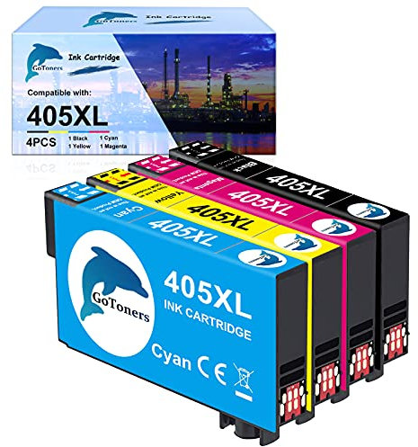 GoToners 405XL Multipack Kompatibel für Epson 405 XL Druckerpatronen für Workforce Pro WF-4820 WF-3820 WF-4830 WF-7840 WF-7830 WF-3825 WF-4825 WF-7835 Drucker (1 Schwarz, 1 Cyan, 1 Magenta, 1 Gelb)