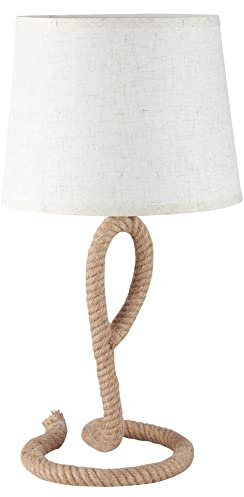 HOMCOM Lampada da Tavolo Stile Marinaro in Corda e Tessuto, Attacco E27, Abat jour per Casa e Ufficio, Ф30x56cm