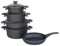 O.M.S Grey Granite Professional Non-Stick Cookware Set Casserole Pot Frying Pan Stainless Steel Home Cooking Pots - 3002 - Made in Turkey, Variety Pack