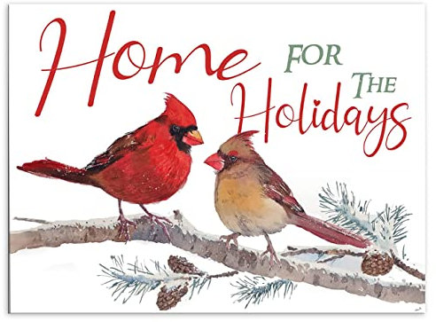 ZHONGYUTONG Kunstdruck auf Leinwand Kardinal Vogel Wandbild Weihnachtsfeiertag Gemälde Poster für Zuhause Schlafzimmer Kamin Dekoration (20x25cm Kein Rahmen)