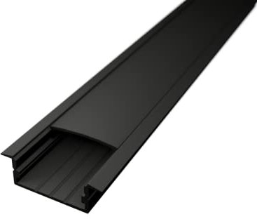 ledomec WiDE-IN-20 Profilé encastrable LED en aluminium argenté pour bandes LED avec cache transparent ou laiteux, pour bandes LED jusqu'à max. 20 mm (profil de 2 m noir + cache noir)