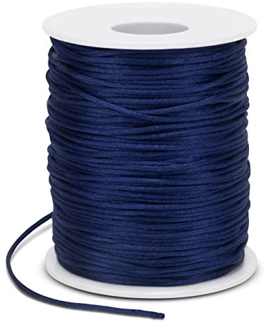 LEREATI Filo Nylon per Braccialetti 1.5mm x 100m Cordoncino Natalizio Cordone di Raso, Cordino per Borse Uncinetto, la Creazione di Gioielli, Fai da Te, Collane, Perline (Blu Scuro)