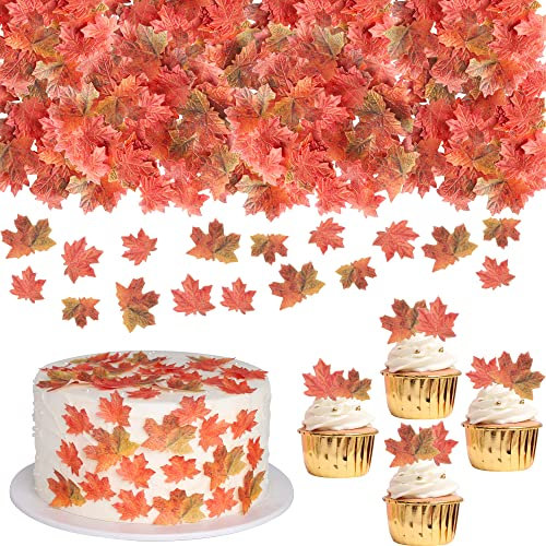 40 Stück Essbare Ahornblatt Cupcake Toppers Maple Leaf Tortendeko Herbst Blätter Muffin Dekoration für Thanksgiving Thema Baby Dusche Kinder Geburtstag Party Kuchen Dekorationen Zubehör