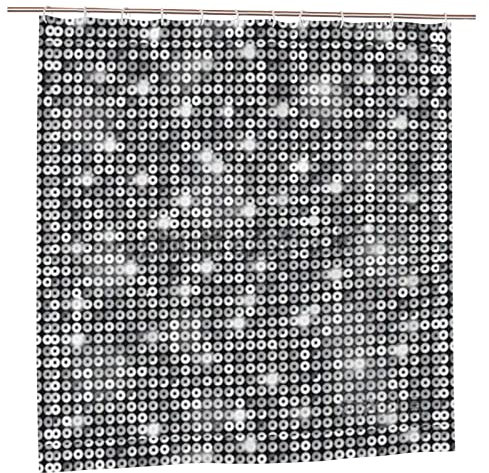 Silberner Pailletten-Glitzer-Muster, Badezimmer-Duschvorhang, Strand-Duschvorhang, wasserdichter Duschvorhang, modisch und elegant (182,9 x 182,9 cm.
