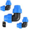 SWAWIS PP-Fitting Verschraubung für PE Rohr 32mm PE Rohr Verschraubung Winkel 90° Kunststoff PP Kupplung Blau, 3 Stück