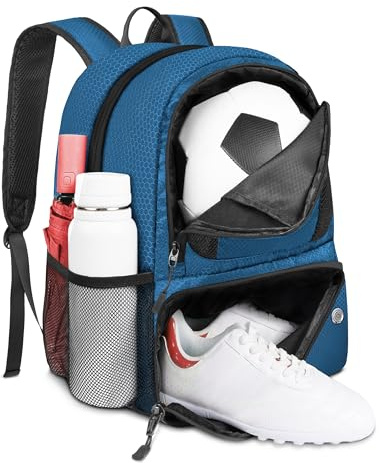 YOREPEK Soccer Backpack, Lightweight Soccer Bag with Ball Holder for Boys Girls Kids, Water resistant Sport Equipment Bags Fit Basketball Volleyball Football Accessories