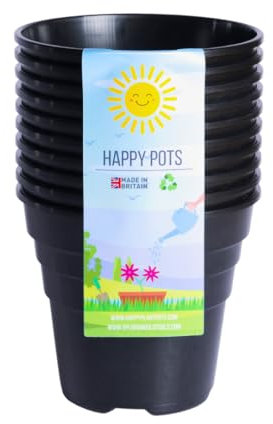 Happy Pots - Lot de 10 pots de fleurs en plastique de qualité supérieure - 10 cm - Pots de fleurs réutilisables pour intérieur/extérieur, décoration d'intérieur, jardinage - Rond, très résistant,