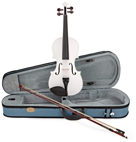 Stentor Harlequin Violin Outfit 1/2 Size, Violin for Intermediates with P&H Fibreglass Bow, Lightweight Case, Colourful String Instrument 1401EWH, White