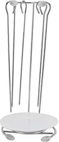 Barbecue Skewers Rack, Stainless Steel Reusable Skewers Set Rotisserie Kit Grilling Accessories with Hook for Meat, Shrimp, Chicken, Veggie