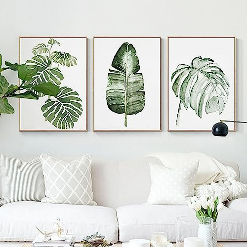Herfair 3-teiliges Premium Poster Set Eukalyptus Pflanzen Bilder,Grün Natur Eukalyptus Deko Bilder,Moderne Wandbilder Wohnzimmer Schlafzimmer Wanddeko Art ohne Rahmen (50x70cm)