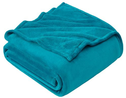 EHEYCIGA Kuscheldecke flauschig, weiche warme Fleecedecke 230x270 als Decke Sofa, Wohndecke oder Couchdecke überwurf, Türkis
