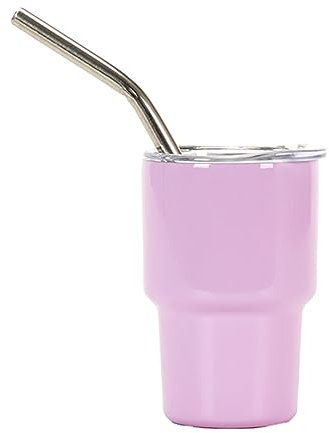 Mini verres à liqueur, gobelets en acier avec pailles et couvercles en métal, incassables pour le stockage quotidien des boissons pour enfants et adultes, violet