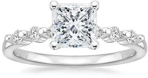 BEBEWO 9 Karat/14 Karat/18 Karat Weißgold, Princess Schliff Moissanit Verlobungsring, brillanter Verlobungsring für Brautschmuck