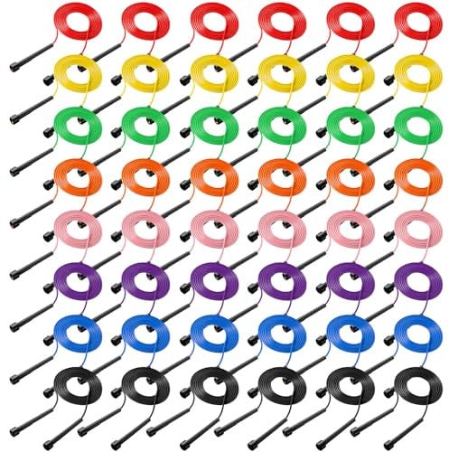 Silipull 72 corde per saltare in PVC per fitness, 2,8 m, regolabili, versatili, infrangibili, con manici in plastica, per donne, uomini, bambini, allenamento di resistenza, allenamento cardio