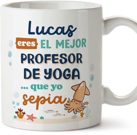 MUGFFINS Tazas Personalizadas para PROFESOR DE YOGA hombre - En Español - Mejor que yo Sepia - 11 oz / 330 ml - Regalo Personalizable original y divertido