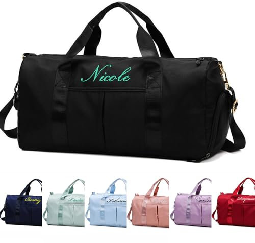 Personalisierte, mit Namen bestickte Seesäcke – Sporttaschen, Yogataschen, Reisetaschen, Reisetasche mit Nass- und Trockenfach und separatem Schuhfach