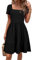 Newshows Summer Dresses for Women UK Square Neck Ladies Party Dress Beach Sundress Black