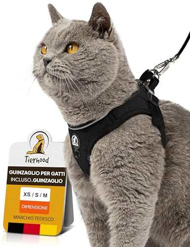 Katzengeschirr mit Leine für Kitten & kleine bis mittelgroße Katzen - verstellbares Softgeschirr, weich & robust - Katzengeschirr Kitten - Geschirr für aktive Katzen - Schwarz, Größe XS