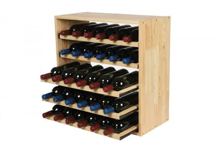 PROREGAL Modulares Weinregal VINCELLAR MOD | HxBxT 60x60x30cm | Auszug Modul für 30 Flaschen | mit ausziehbaren Ebenen | Massives Kiefernholz | Natur | Weinhalter Weinständer Flaschenregal Holzregal