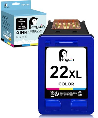 Penguin 22 XL (1 Farbe) Ersatz-Tintenpatrone für Wiederaufbereitete Druckerpatronen für HP 22XL zur Verwendung mit Deskjet 3910 3920 PSC 1401 1402 OfficeJet 4315 5600 FAX 1250