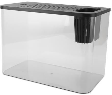 Acquario Betta in Plastica, Kit Iniziale per Acquario, Piccolo, con Filtro a Cascata Silenzioso, Autopulente per Gamberetti, Pesci Rossi, Desktop, Ufficio, Casa, Arredamento