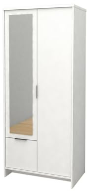 S & S Saldos y Stocks Armario de Dormitorio con Espejo DN 2 Puertas Blanco 190x80x50 cm