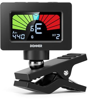 Donner Guitar Tuner Clip On Magnetic Guitar Tuner with Color LCD Display for Acoustic/Electric Guitar Ukulele Bass Violin Banjo Tuning DT-10 - Black