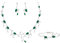 EVER FAITH Hochzeit Schmuck für Braut Damen Brautjungfer, Zirkonia birnenförmig Geburtsstein Blatt Halskette Armband Ohrringe Set für Prom Grün Silber-Ton