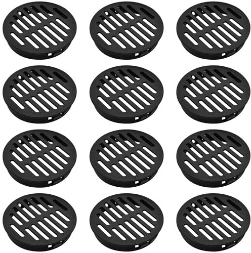 12 PCS Plastic Snap-On Mesh Air Vent Covers for Bathroom, Cabinet and Wardrobe (Black)