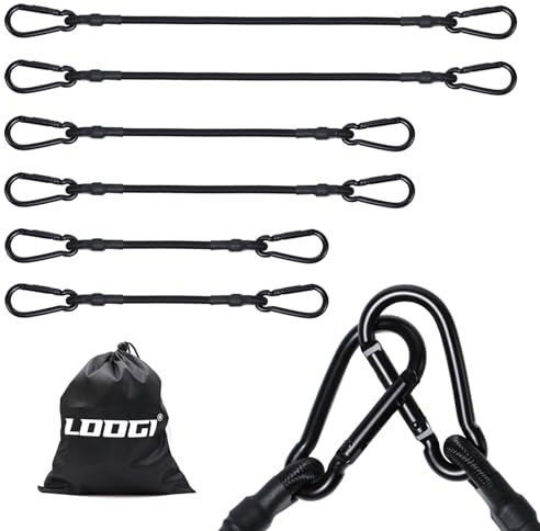 LOOGI Bungee Cords with Carabiner, 4 Set, 30 cm*2, 60 cm*4,100 cm*2 (Mixed size)