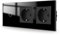 JIMEIDA Interruptor de luz táctil con 2 tomas de corriente, color negro, 1 vía, panel de cristal e interruptor de pared LED de estado, no requiere cable neutro, 157 x 86 mm