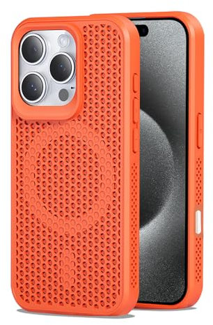 Dqtaoply for iPhone 16 Pro Case, Slim Shockproof Protection with Magnetic case Breathable Heat dissipation Phone Cover for iPhone 16 Pro - Orange