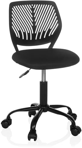 hjh OFFICE Kinderdrehstuhl ohne Armlehnen Kid QB Kinder Bürostuhl höhenverstellbar, Schreibtischstuhl mitwachsend, Schwarz