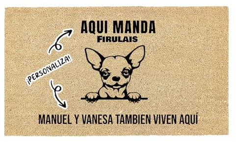LucaHome - Felpudo Entrada casa Personalizados - Felpudo Chihuahua - Original y Divertido - Decoración hogar - Regalos Originales - Alfombra 33x60cm