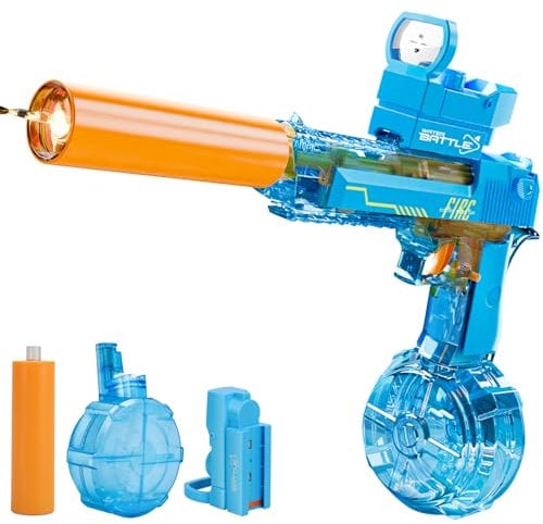 Britik Electric Water Gun Toy for 3-8 Year Old Kids: Water Pistol Water Blaster Toys for Kids and Adults Gifts for 3 4 5 6 7 8 Years Old Boys Birthday Presents Summer Pool Party Water Toy Blue
