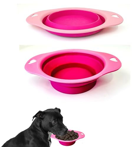 Lizzy Collapsible Pet Bowl | Collapsible Dog Water Bowls for Cats Dogs, Portable Pet Feeding Watering Dish,Portable Dog Water Food Bowl for on-the-go, home or camping (Hot Pink)