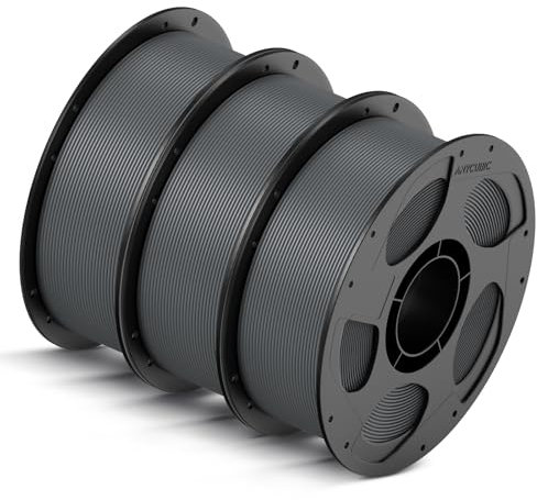 ANYCUBIC High Speed PLA Filament 1.75mm, Refill Filament und Spool Kit, Bis zu 600 mm/s Hohe Geschwindigkeit 3D Drucker Filament, Intelligente Identifikation, HS PLA 3KG Grau