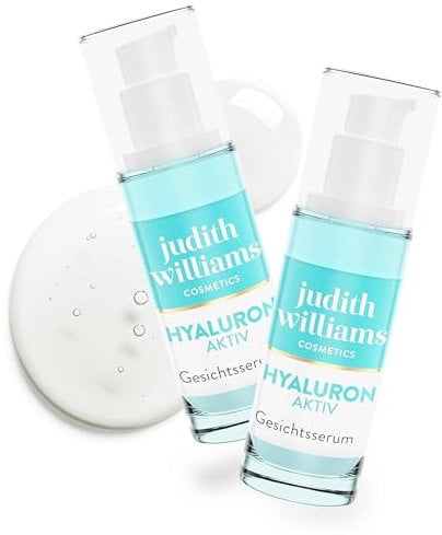 Judithwilliams Hyaluron Aktiv Feuchtigkeitsserum Set 2 tlg, feuchtigkeitsspendendes Anti-Aging Serum mit 2% Hyaluronsäure für einen strahlenden Glow, bekämpft trockene Haut und Falten, 2x30ml