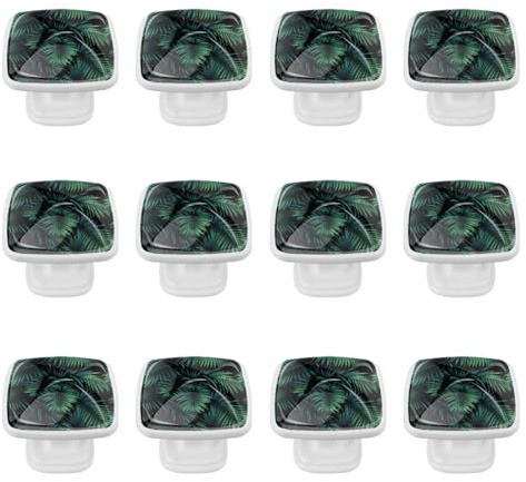 12 Pieces Drawer Knobs Jungle Leaves 30mm Dresser Knobs Closet Door Cabinet Hardware Handles Pulls for Kitchen Bedroom Cupboard
