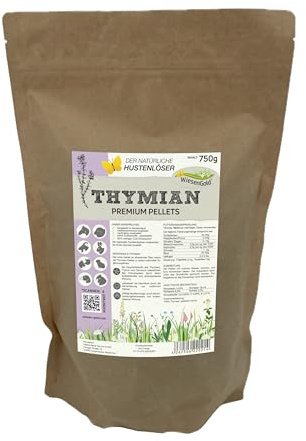 Thymian für Pferde, WiesenGold Thymian Pellets (750g) – der natürliche Hustenlöser bei Tieren, naturnaher und insektenschonender Anbau,