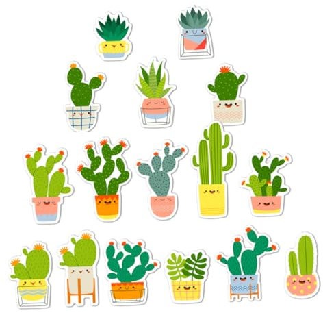 Holibanna 16pcs Cactus Pattern Fridge Magnets Whiteboard Magnets Decorative Sticker for Home